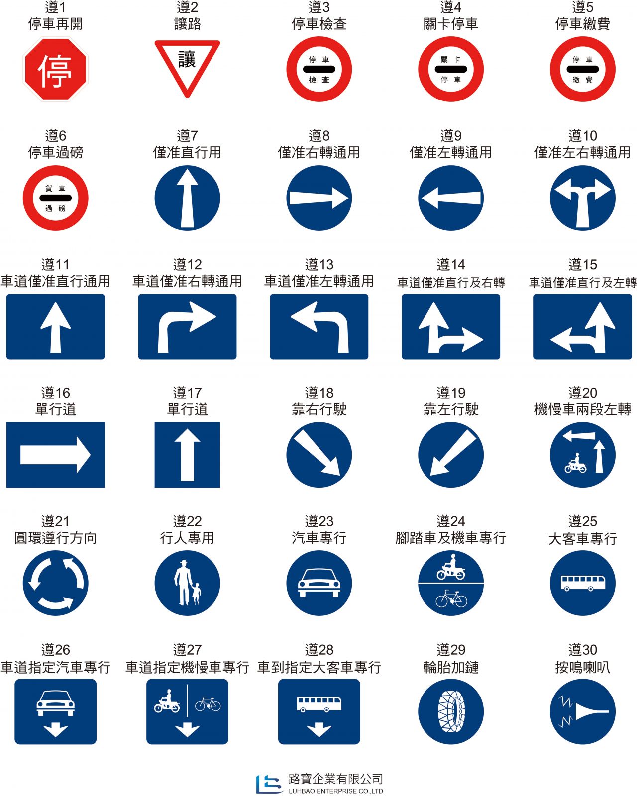 遵行標誌牌面 - 路寶企業有限公司